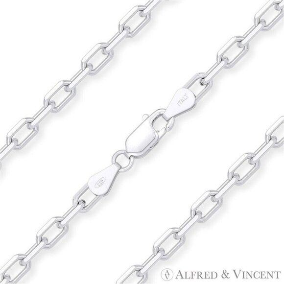 3.7mm D-Cut Anchor Cable Link Chain Necklace in Solid .925 Sterling Silver - 24" - Picture 1 of 2